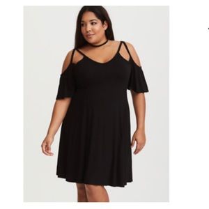 Torrid black strappy cold shoulder dress